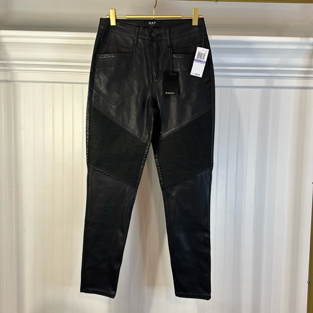OAT Women's Moto Pants
Size: 26W x 27L
Color: Black
Faux leather - Picture 1 of 4